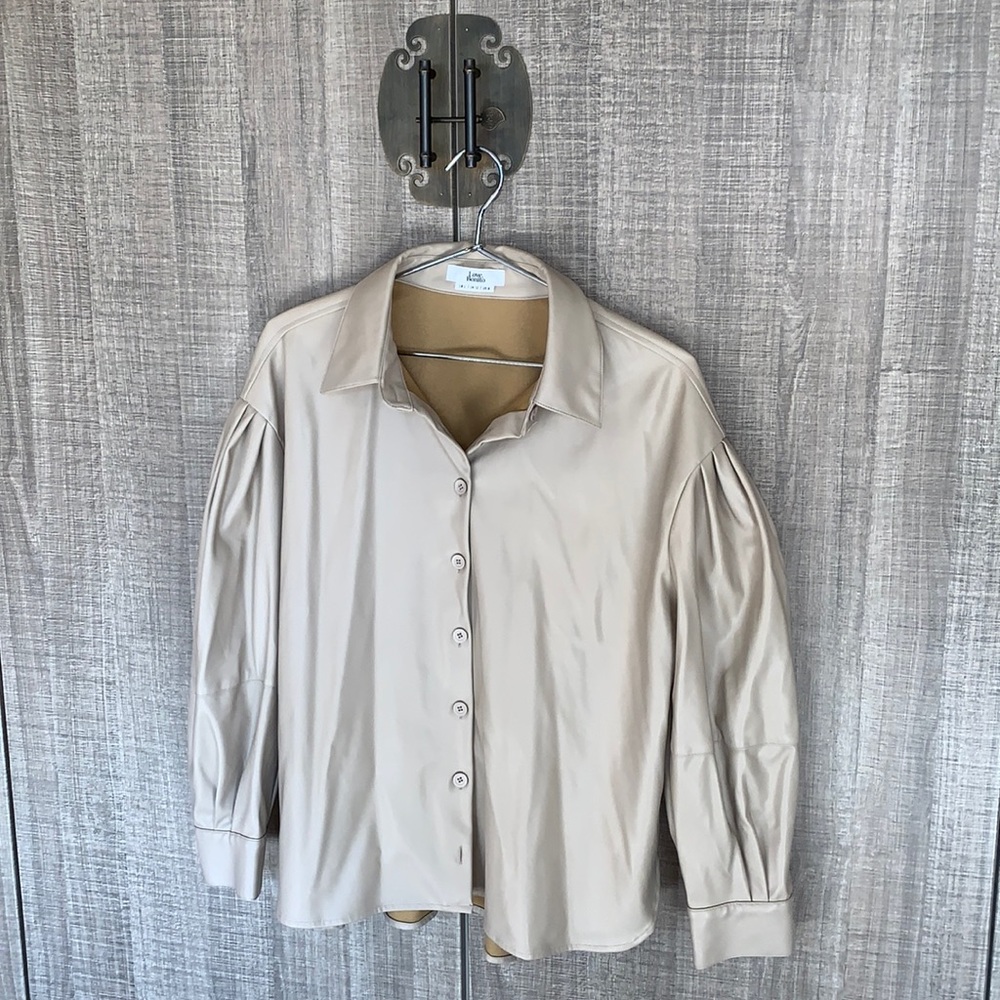 Love Bonito Lissie Pleather Puff Sleeve Shirt - Picture 8 of 15